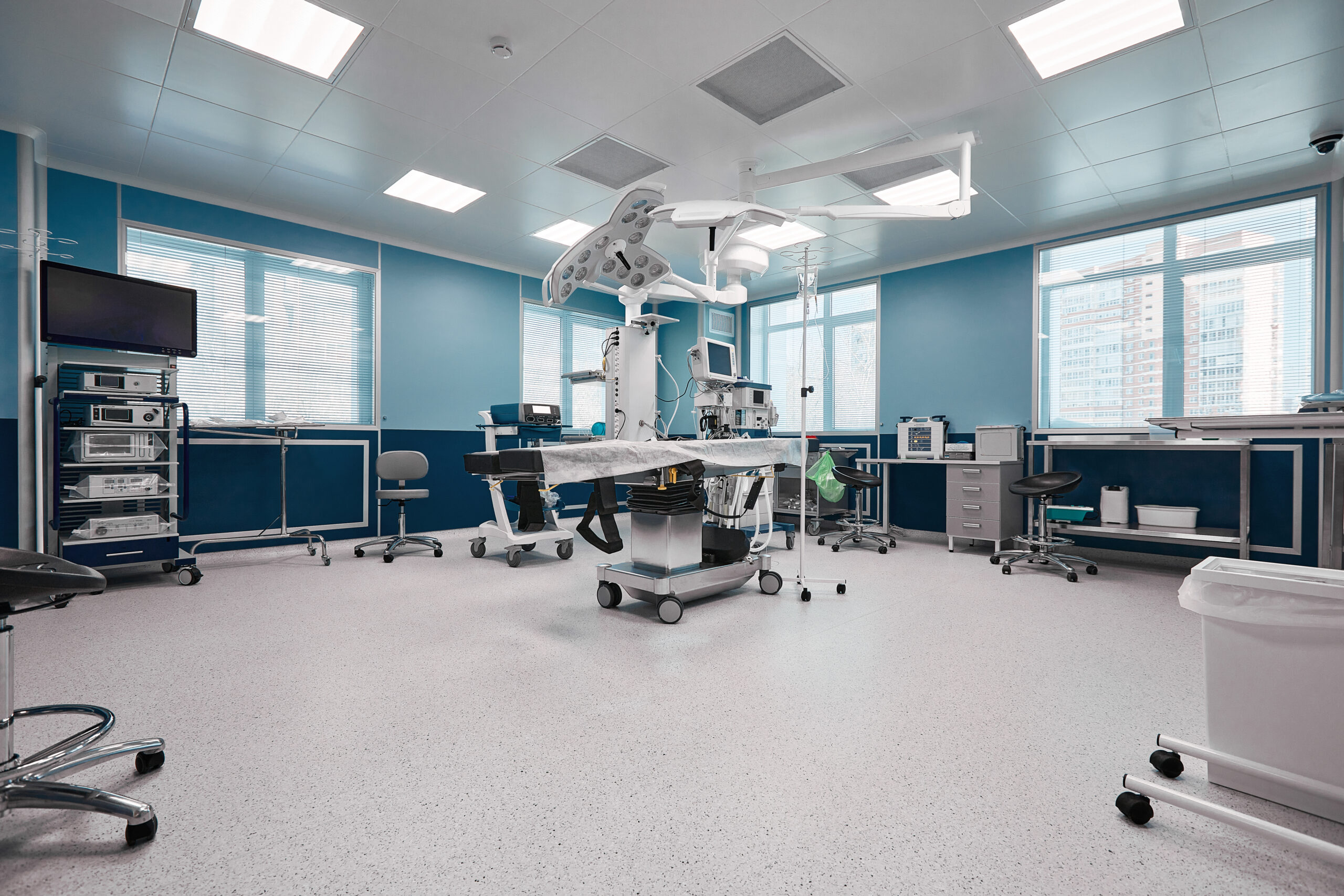 Operating Room With Modern Equipment, Spacious Bright Operating Room, Operating Unit Ready For Surgery